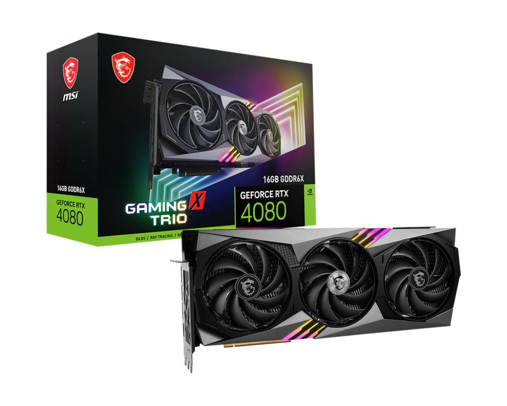 MSI NVIDIA GeForce RTX 4080 | 16GB GDDR6X | 256 bit | PCI Express 4.0 | 1 x HDMI (2.1a) | 3 x DP (1.4a) | CUDA | DirectX 1‎2 Ultimate | OpenGL 4.6 | 850W (GEFORCE RTX 4080 16GB GAMING X TRIO)