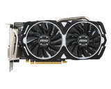 MSI Radeon RX 570 | 1268 MHz | 8GB GDDR5 | 256-bit | DisplayPort x 3 | DL-DVI-D | 150 W | 246 x 130 x 39 mm | 622 g (RADEON RX570 ARMOR 8G OC)