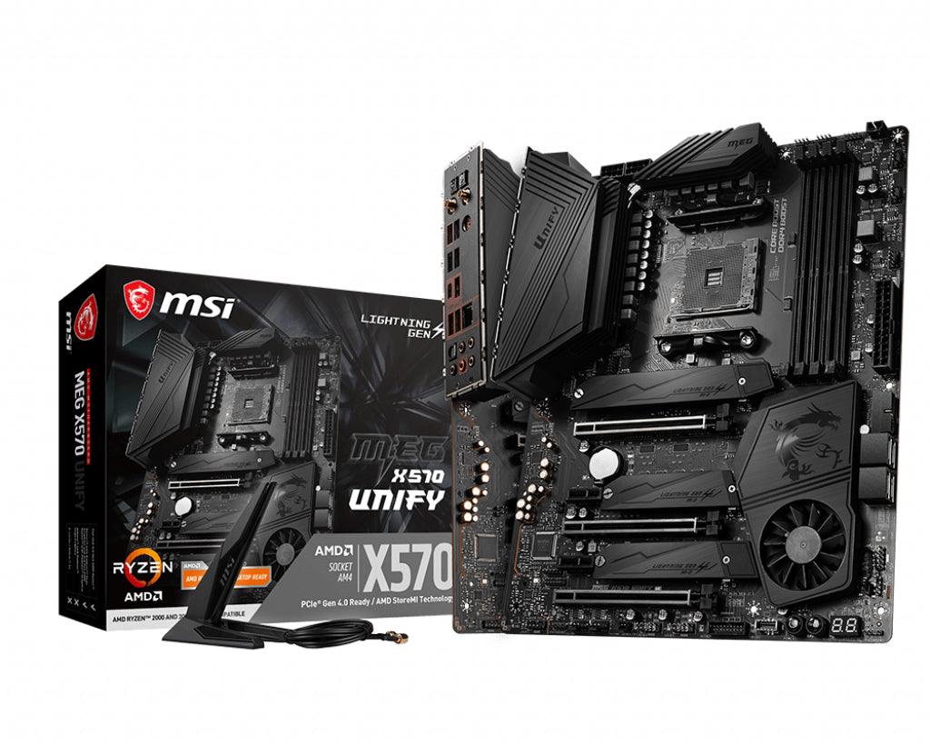 MSI Socket AM4 | AMD X570 Chipset | 4 x DDR4-SDRAM up to 128GB | 1 x RJ-45 | 4 x SATA III | 3 x M.2(M) | UEFI AMI | ATX (MEG X570 UNIFY)