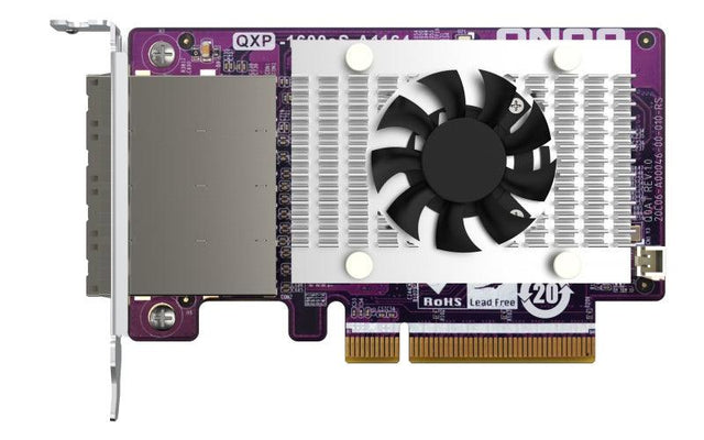 QNAP 16x SATA | 4x SFF-8644 | PCIe Gen3 x8 (64Gbps) | 117.72 x 68.9 x 18.26 mm (QXP-1600ES-A1164)