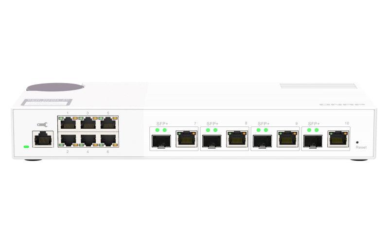 QNAP 4 x SFP+|RJ45 | 6 x RJ-45 | Web | 16K | 110Gbps | 1.15 kg (QSW-M2106-4C)