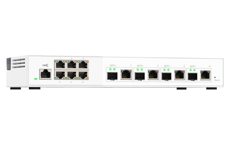 QNAP 4 x SFP+|RJ45 | 6 x RJ-45 | Web | 16K | 110Gbps | 1.15 kg (QSW-M2106-4C)