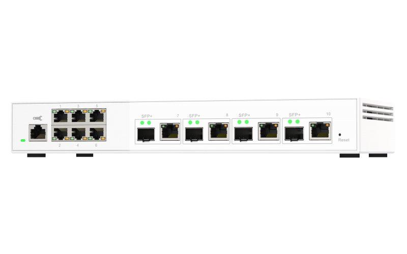 QNAP 4 x SFP+|RJ45 | 6 x RJ-45 | Web | 16K | 110Gbps | 1.15 kg (QSW-M2106-4C)