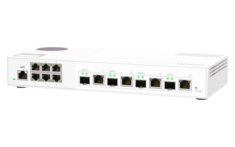 QNAP 4 x SFP+|RJ45 | 6 x RJ-45 | Web | 16K | 110Gbps | 1.15 kg (QSW-M2106-4C)