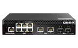 QNAP 6 port 2.5Gbps | 2 ports 10GbE SFP+ | 2 ports 10GbE RJ45 | web managed switch | half-rackmount design | 2 Years WTY (QSW-M2106R-2S2T)