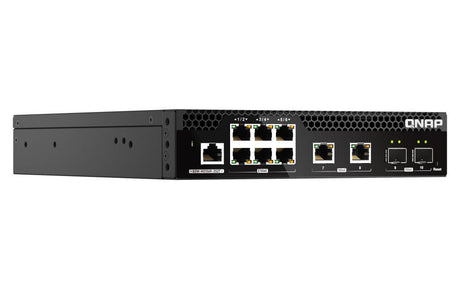 QNAP 6 port 2.5Gbps | 2 ports 10GbE SFP+ | 2 ports 10GbE RJ45 | web managed switch | half-rackmount design | 2 Years WTY (QSW-M2106R-2S2T)