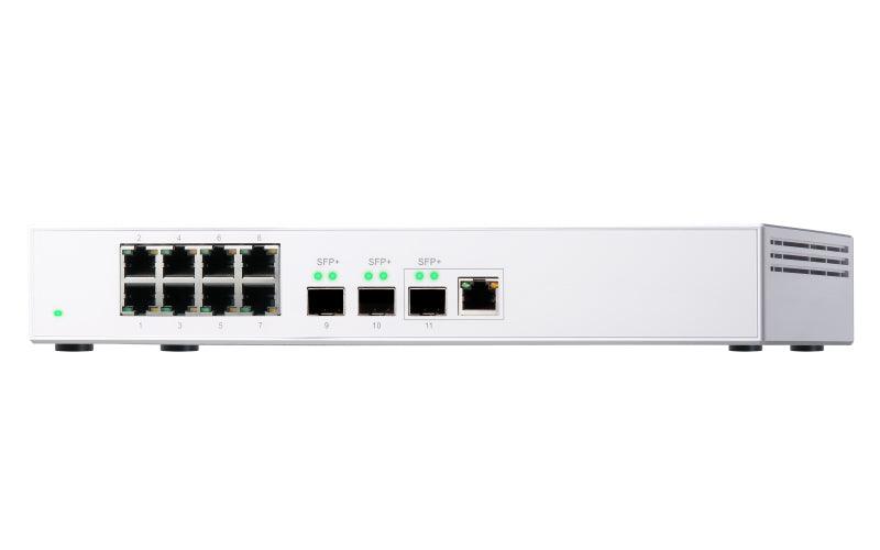 QNAP 8x RJ-45 1GbE | 1x 10GbE SFP+|RJ45 Combo | 2x 10GbE SFP+ | Unmanaged | 100-240 VAC | 50|60 Hz | 0.77 kg (QSW-308-1C)
