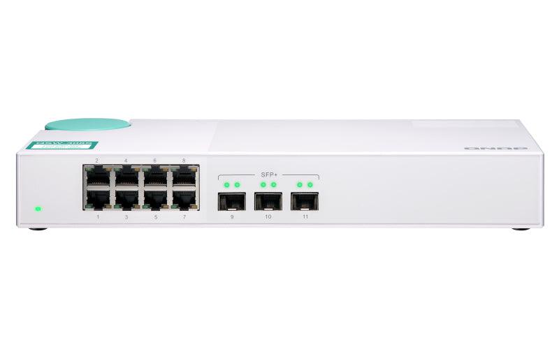 QNAP 8x RJ-45 1GbE | 3x 10GbE SFP+ | Unmanaged | 100-240 VAC | 50|60 Hz | 0.74 kg (QSW-308S)