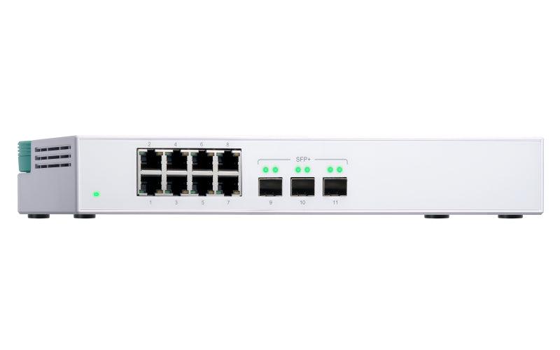 QNAP 8x RJ-45 1GbE | 3x 10GbE SFP+ | Unmanaged | 100-240 VAC | 50|60 Hz | 0.74 kg (QSW-308S)