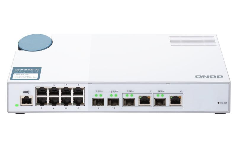 QNAP 8x RJ45 1GbE | 2x 10GbE SFP+|RJ45 Combo | 2x 10GbE SFP+ | Web Managed | 100-240VAC | 50|60 Hz | 1.15 kg (QSW-M408-2C)