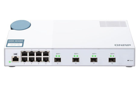 QNAP 8x RJ45 1GbE | 4x 10GbE SFP+ | Web Managed | 100-240VAC | 50|60 Hz | 1.145 kg (QSW-M408S)