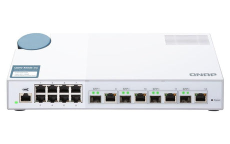 QNAP 8x RJ45 1GbE | 4x 10GbE SFP+|RJ45 Combo | Web Managed | 100-240VAC | 50|60 Hz | 1.15 kg (QSW-M408-4C)
