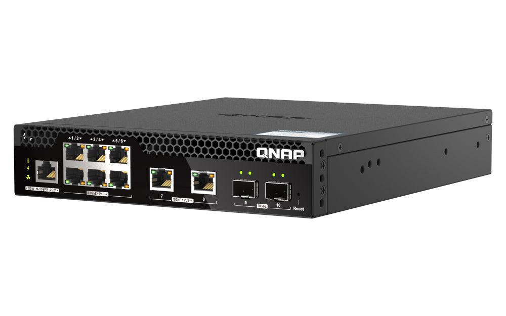 QNAP Half-width Rackmount 10GbE and 2.5GbE PoE++ Layer 2 Web Managed Switch for New-generation Wi-Fi Deployment (QSW-M2106PR-2S2T)