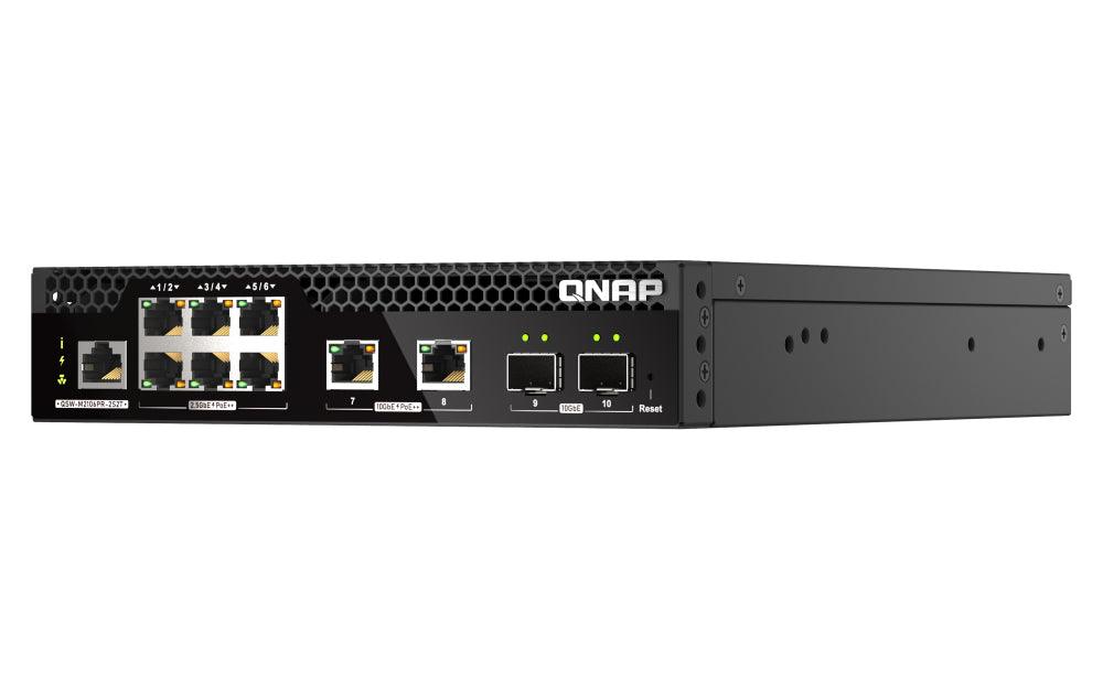 QNAP Half-width Rackmount 10GbE and 2.5GbE PoE++ Layer 2 Web Managed Switch for New-generation Wi-Fi Deployment (QSW-M2106PR-2S2T)