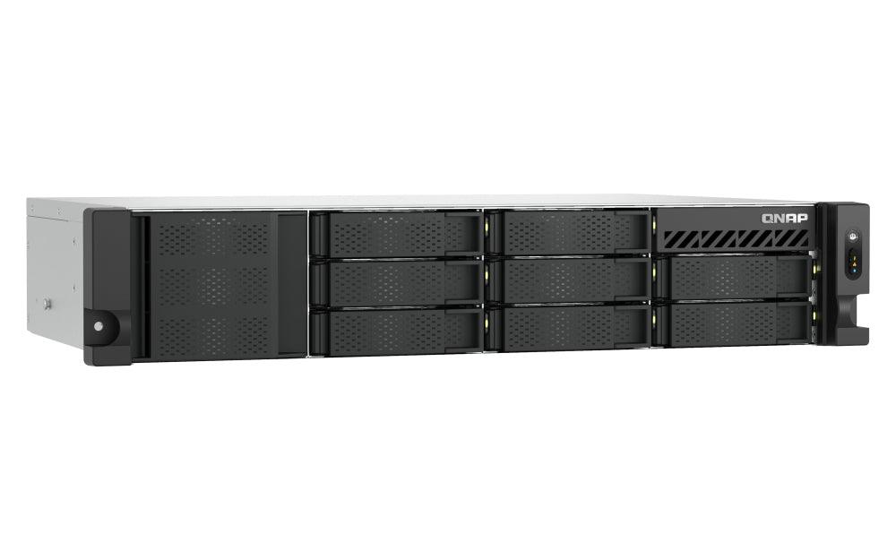 QNAP Intel Atom C5125 8-core processor | 2.8GHz | 64-bit x86 | 8 GB DDR4 | Flash Memory 5GB | Hot-swap | 2.5G|1G|100M | 2U | 250W PSU | 100 - 240V | Black (TS-855EU-8G)