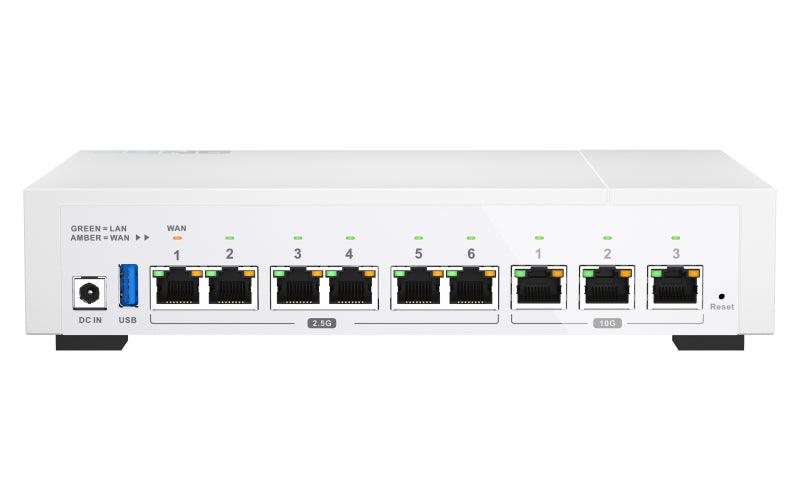 QNAP Marvell CN9130 Quad Core Armv8 Cortex-A72 | 9 x RJ-45 | 10GbE max | 4GB DDR4 | 4GB eMMC | USB 3.2 Gen 1 | 1.08 kg (QHORA-322)