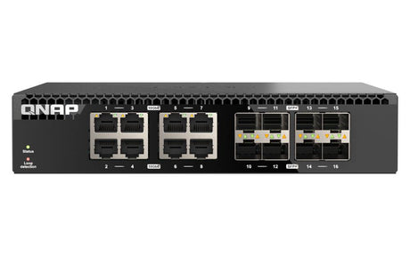 QNAP Unmanaged | 8x 10GbE SFP+ | 8x 10GbE BASE-T (RJ45) | 80W Max | 43.3 x 207 x 199.5 mm | 1.52 kg (QSW-3216R-8S8T)