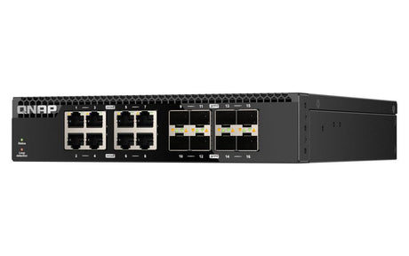 QNAP Unmanaged | 8x 10GbE SFP+ | 8x 10GbE BASE-T (RJ45) | 80W Max | 43.3 x 207 x 199.5 mm | 1.52 kg (QSW-3216R-8S8T)