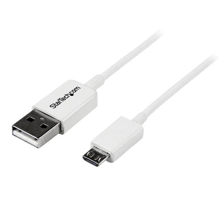 STARTECH 0.5m White Micro USB Cable Cord - A to Micro B - Micro USB Charging Data Cable - USB 2.0 - 1x USB A Male | 1x USB Micro B Male (USBPAUB50CMW)