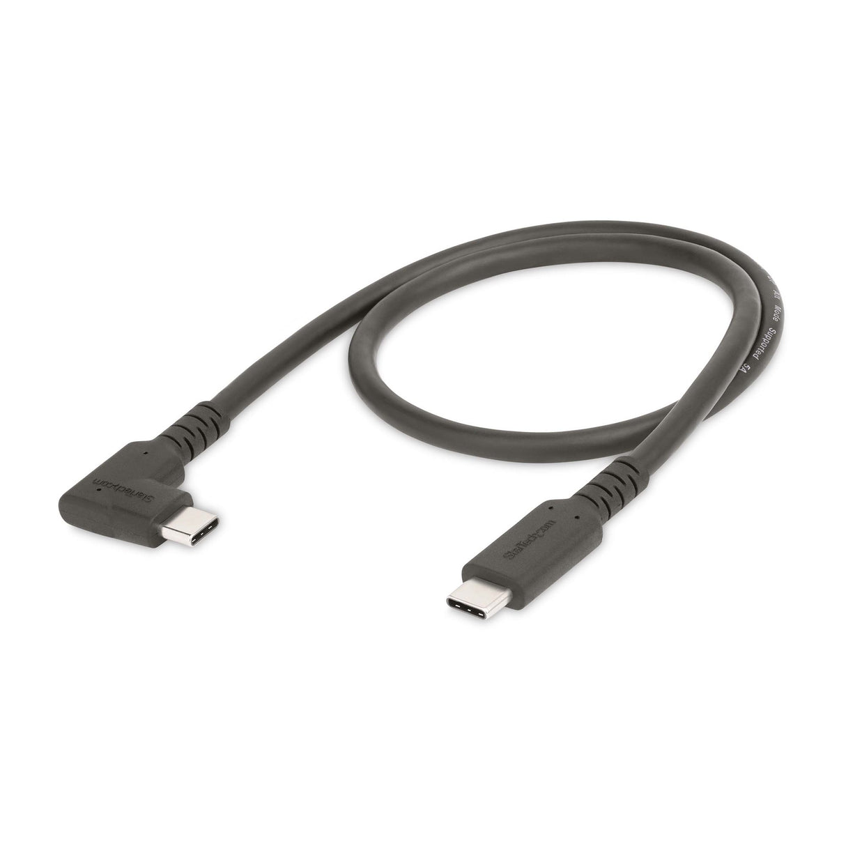 STARTECH 1.6ft (50cm) Rugged Right Angle USB-C Cable (10 Gbps) | USB C to C Data transfer Cable | 4K 60Hz DP Alt Mode | 100W PD - 90 Degree USB Type-C Cable (RUSB31CC50CMBR) (RUSB31CC50CMBR)