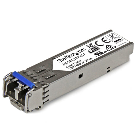 STARTECH 10 pack HPE J4858C Compatible SFP Module - 1000BASE-SX - 1GbE Multi Mode (MMF) Fiber Optic Transceiver - 1 Gigabit Ethernet SFP - LC 550m - 850nm - DDM HPE 1400 | 1700 | 1820 (J4858C10PKST) (J4858C10PKST)