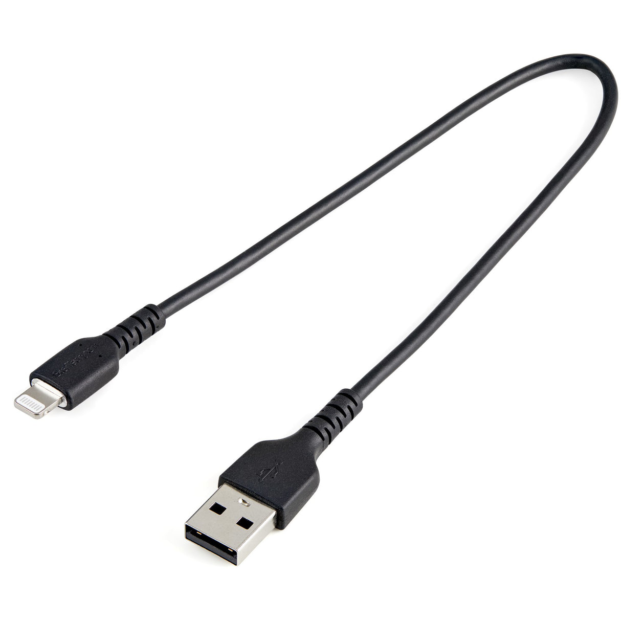 STARTECH 12inch (30cm) Durable Black USB-A to Lightning Cable - Heavy Duty Rugged Aramid Fiber USB Type A to Lightning Charger|Sync Power Cord - Apple MFi Certified iPad|iPhone 12 (RUSBLTMM30CMB) (RUSBLTMM30CMB)