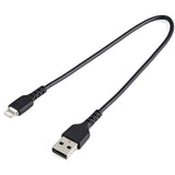 STARTECH 12inch (30cm) Durable Black USB-A to Lightning Cable - Heavy Duty Rugged Aramid Fiber USB Type A to Lightning Charger|Sync Power Cord - Apple MFi Certified iPad|iPhone 12 (RUSBLTMM30CMB) (RUSBLTMM30CMB)