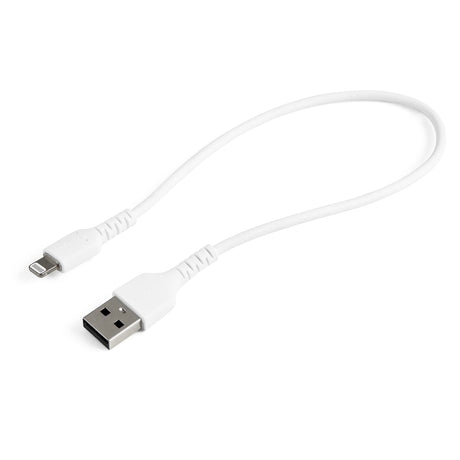 STARTECH 12inch (30cm) Durable White USB-A to Lightning Cable - Heavy Duty Rugged Aramid Fiber USB Type A to Lightning Charger|Sync Power Cord - Apple MFi Certified iPad|iPhone 12 (RUSBLTMM30CMW) (RUSBLTMM30CMW)