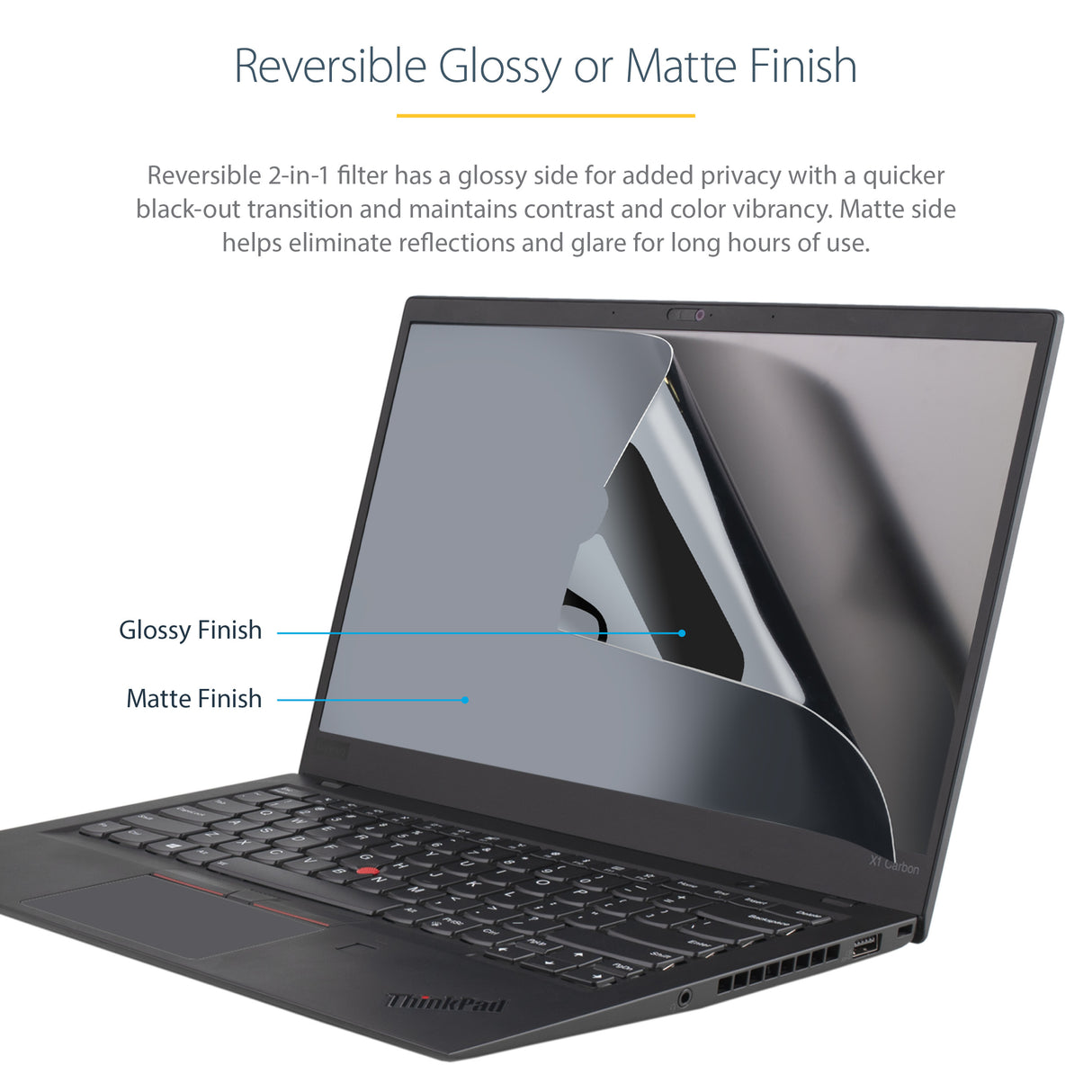 STARTECH 14in Laptop Privacy Screen - Anti-Glare Privacy Filter for Widescreen (16:9) Displays - Laptop Monitor Screen Protector w| 51% Blue Light Reduction - Matte|Glossy (14L-PRIVACY-SCREEN) (14L-PRIVACY-SCREEN)