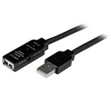 STARTECH 15m USB 2.0 Active Extension Cable - M|F - 15 meter USB 2.0 Repeater Cable Cord - USB A Male to USB A Female - 15 m | Black (USB2AAEXT15M)