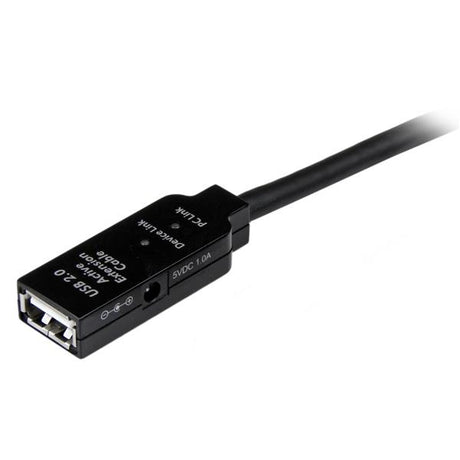 STARTECH 15m USB 2.0 Active Extension Cable - M|F - 15 meter USB 2.0 Repeater Cable Cord - USB A Male to USB A Female - 15 m | Black (USB2AAEXT15M)