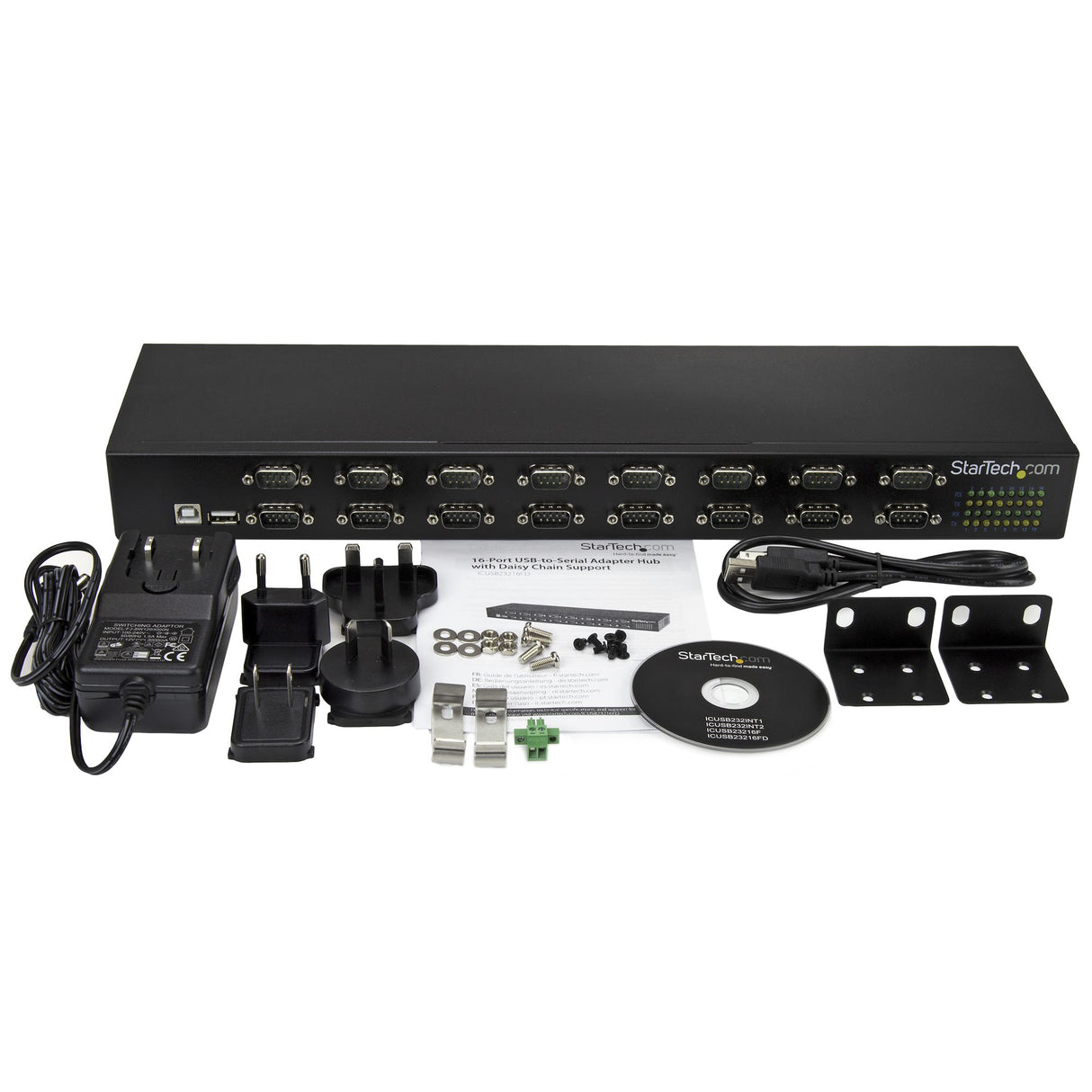 STARTECH 16-Port USB to RS232 Hub - DB9 - Rack Mount FTDI USB to Serial Adapter - USB Serial Adapter - USB to Serial RS232 Adapter (ICUSB23216FD)