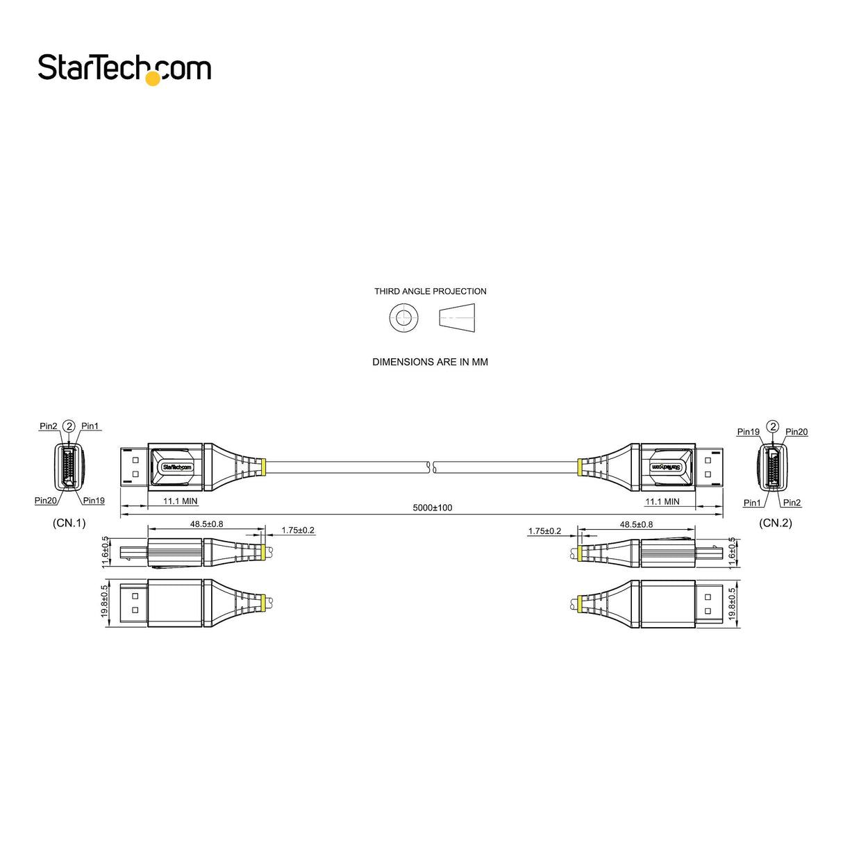 STARTECH 16ft (5m) VESA Certified DisplayPort 1.4 Cable - 8K 60Hz HDR10 - Ultra HD 4K 120Hz Video - DP 1.4 Cable | Cord - For Monitors|Displays - DisplayPort to DisplayPort Cable - M|M (DP14VMM5M) (DP14VMM5M)