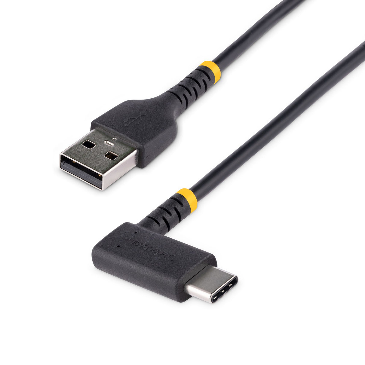 STARTECH 1ft (30cm) USB A to C Charging Cable Right Angle - Heavy Duty Fast Charge USB-C Cable - USB 2.0 A to Type-C - Rugged Aramid Fiber - 3A - USB Charging Cord (R2ACR-30C-USB-CABLE) (R2ACR-30C-USB-CABLE)