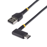 STARTECH 1ft (30cm) USB A to C Charging Cable Right Angle - Heavy Duty Fast Charge USB-C Cable - USB 2.0 A to Type-C - Rugged Aramid Fiber - 3A - USB Charging Cord (R2ACR-30C-USB-CABLE) (R2ACR-30C-USB-CABLE)
