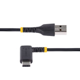 STARTECH 1ft (30cm) USB A to C Charging Cable Right Angle - Heavy Duty Fast Charge USB-C Cable - USB 2.0 A to Type-C - Rugged Aramid Fiber - 3A - USB Charging Cord (R2ACR-30C-USB-CABLE) (R2ACR-30C-USB-CABLE)