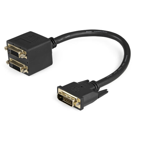 STARTECH 1ft DVI Splitter Cable - M | F - DVI-D to 2x DVI-D Dual Video Splitter for Your Split Screen Computer Monitor (DVISPL1DD) (DVISPL1DD)