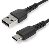 STARTECH 1m USB A to USB C Charging Cable - Durable Fast Charge & Sync USB 2.0 to USB Type C Data Cord - Rugged TPE Jacket Aramid Fiber M|M 3A Black - S10 | iPad Pro | Pixel (RUSB2AC1MB) (RUSB2AC1MB)