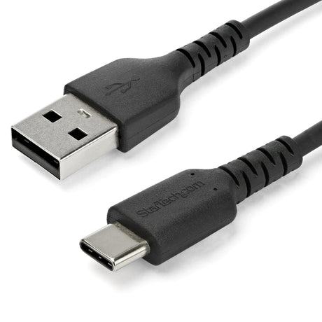 STARTECH 1m USB A to USB C Charging Cable - Durable Fast Charge & Sync USB 2.0 to USB Type C Data Cord - Rugged TPE Jacket Aramid Fiber M|M 3A Black - S10 | iPad Pro | Pixel (RUSB2AC1MB) (RUSB2AC1MB)
