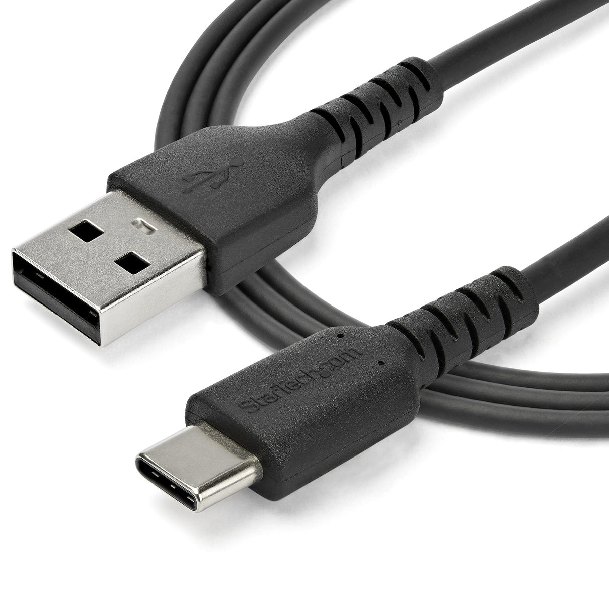 STARTECH 1m USB A to USB C Charging Cable - Durable Fast Charge & Sync USB 2.0 to USB Type C Data Cord - Rugged TPE Jacket Aramid Fiber M|M 3A Black - S10 | iPad Pro | Pixel (RUSB2AC1MB) (RUSB2AC1MB)