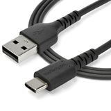 STARTECH 1m USB A to USB C Charging Cable - Durable Fast Charge & Sync USB 2.0 to USB Type C Data Cord - Rugged TPE Jacket Aramid Fiber M|M 3A Black - S10 | iPad Pro | Pixel (RUSB2AC1MB) (RUSB2AC1MB)