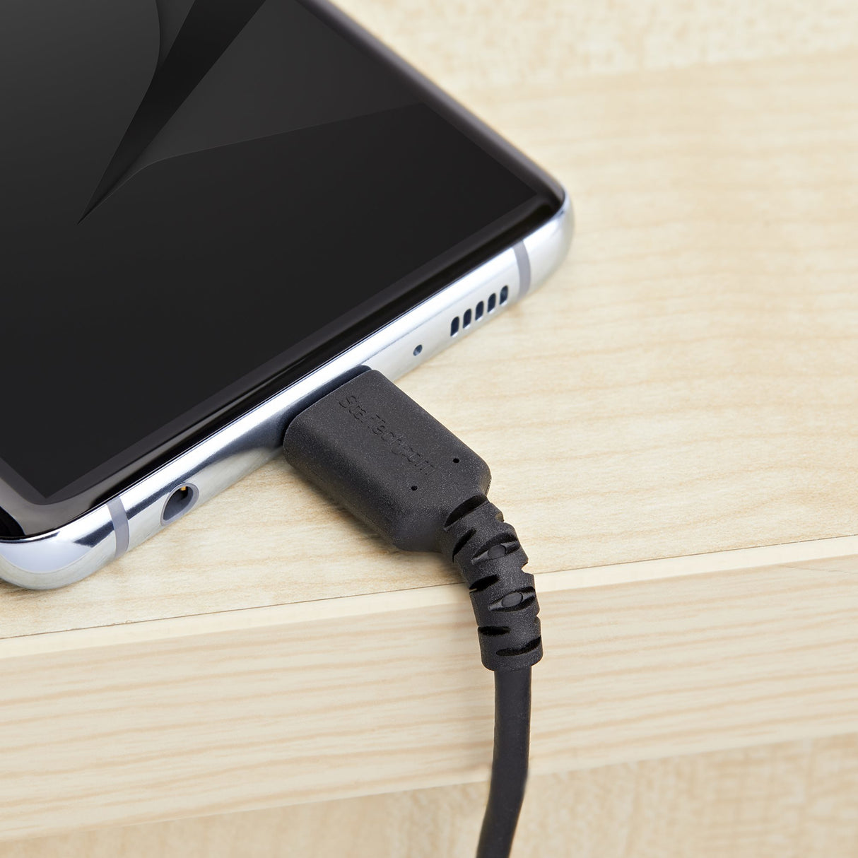 STARTECH 1m USB A to USB C Charging Cable - Durable Fast Charge & Sync USB 2.0 to USB Type C Data Cord - Rugged TPE Jacket Aramid Fiber M|M 3A Black - S10 | iPad Pro | Pixel (RUSB2AC1MB) (RUSB2AC1MB)