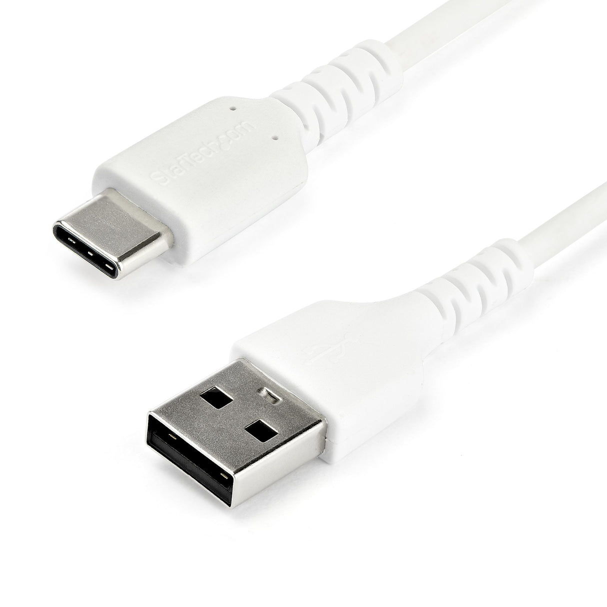 STARTECH 1m USB A to USB C Charging Cable - Durable Fast Charge & Sync USB 2.0 to USB Type C Data Cord - Rugged TPE Jacket Aramid Fiber M|M 3A White - S10 | iPad Pro | Pixel (RUSB2AC1MW) (RUSB2AC1MW)