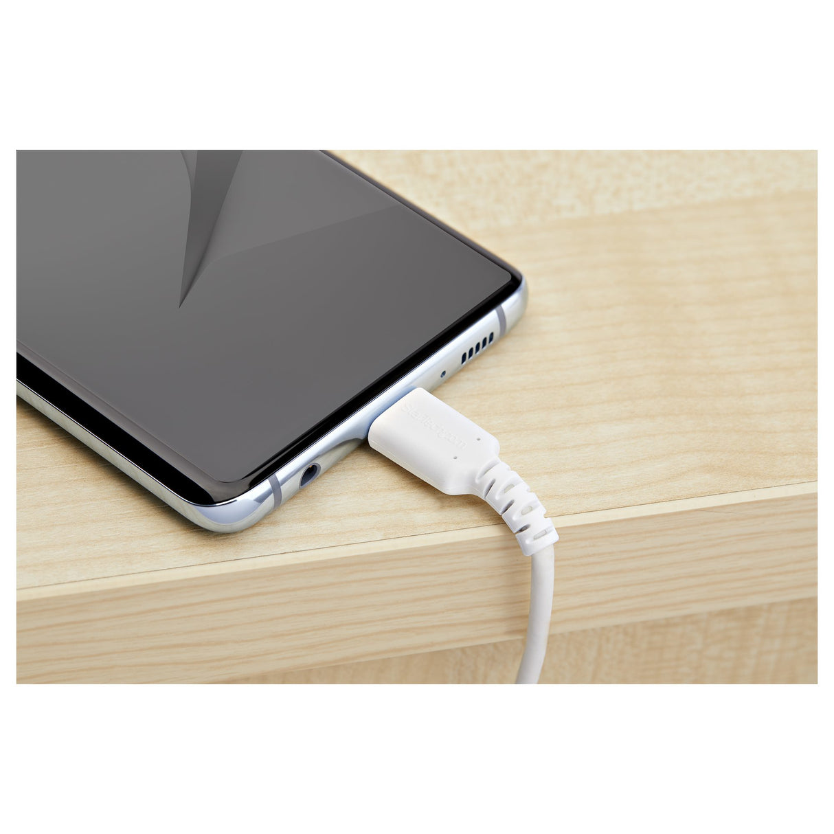 STARTECH 1m USB A to USB C Charging Cable - Durable Fast Charge & Sync USB 2.0 to USB Type C Data Cord - Rugged TPE Jacket Aramid Fiber M|M 3A White - S10 | iPad Pro | Pixel (RUSB2AC1MW) (RUSB2AC1MW)