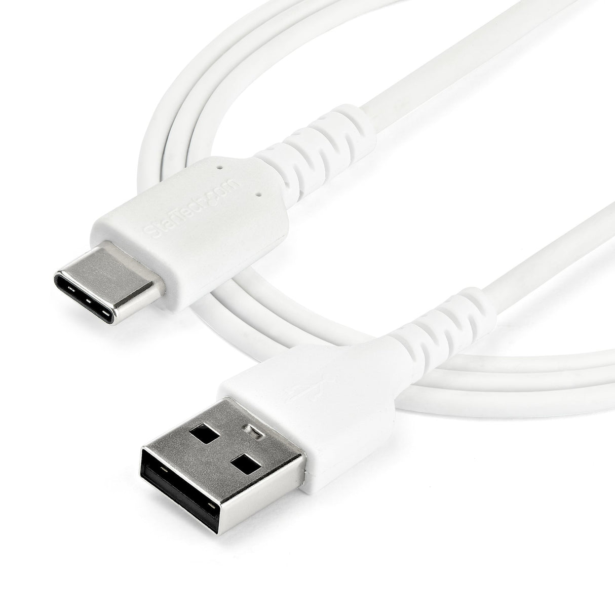 STARTECH 1m USB A to USB C Charging Cable - Durable Fast Charge & Sync USB 2.0 to USB Type C Data Cord - Rugged TPE Jacket Aramid Fiber M|M 3A White - S10 | iPad Pro | Pixel (RUSB2AC1MW) (RUSB2AC1MW)