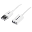 STARTECH 1m White USB 2.0 Extension Cable Cord - A to A - USB Male to Female Cable - 1x USB A (M) | 1x USB A (F) - White | 1 meter (USBEXTPAA1MW)