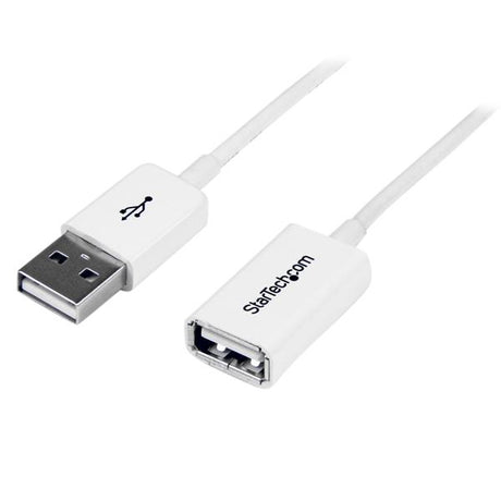 STARTECH 1m White USB 2.0 Extension Cable Cord - A to A - USB Male to Female Cable - 1x USB A (M) | 1x USB A (F) - White | 1 meter (USBEXTPAA1MW)