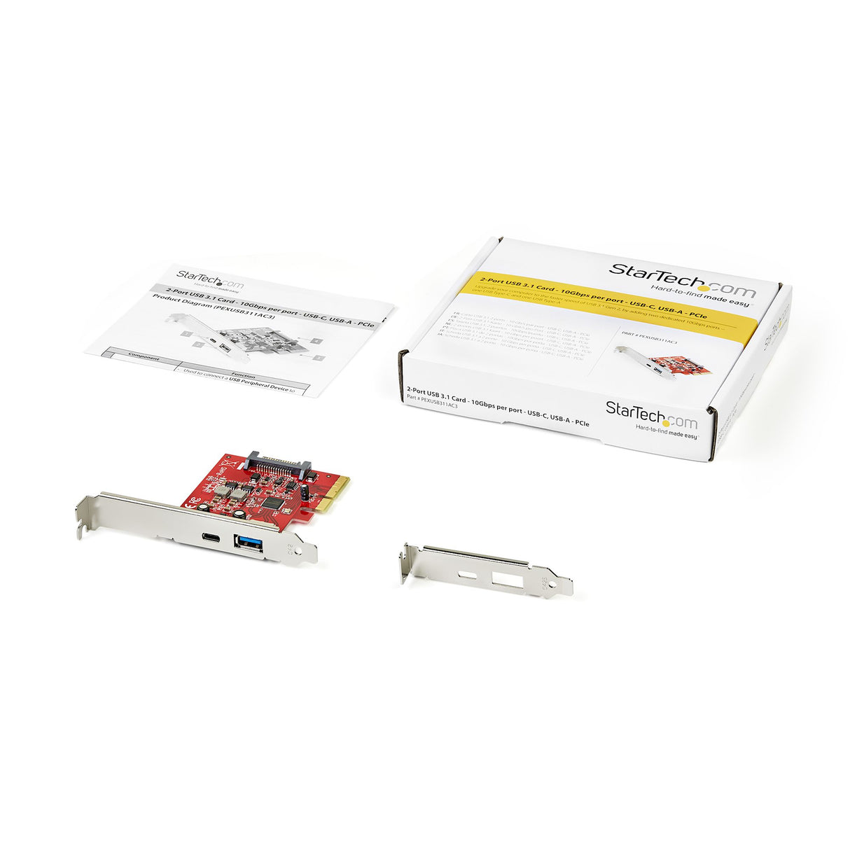 STARTECH 2-Port 10Gbps USB-A & USB-C PCIe Card - USB 3.1 Gen 2 PCI Express Type C|A Host Controller Card Adapter - USB 3.2 Gen 2x1 PCIe Expansion Add-On Card | Windows | macOS | Linux (PEXUSB311AC3) (PEXUSB311AC3)