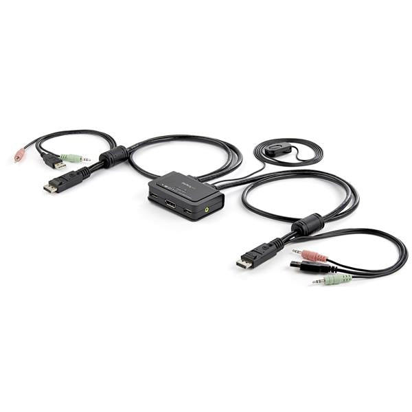 STARTECH 2 Port DisplayPort KVM Switch with Audio | Remote Control Switch - USB Powered KVM - Dual Port DP USB KVM Switch (SV211DPUA) (SV211DPUA)