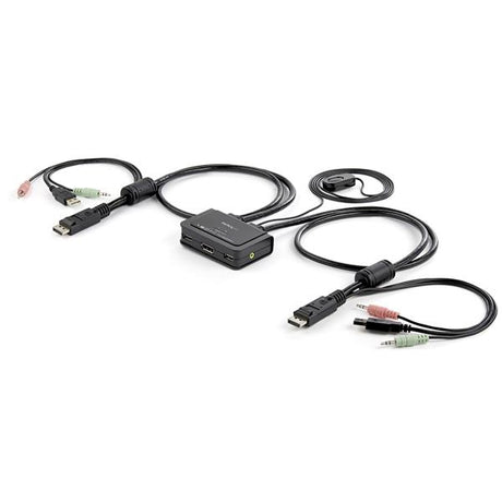STARTECH 2 Port DisplayPort KVM Switch with Audio | Remote Control Switch - USB Powered KVM - Dual Port DP USB KVM Switch (SV211DPUA) (SV211DPUA)